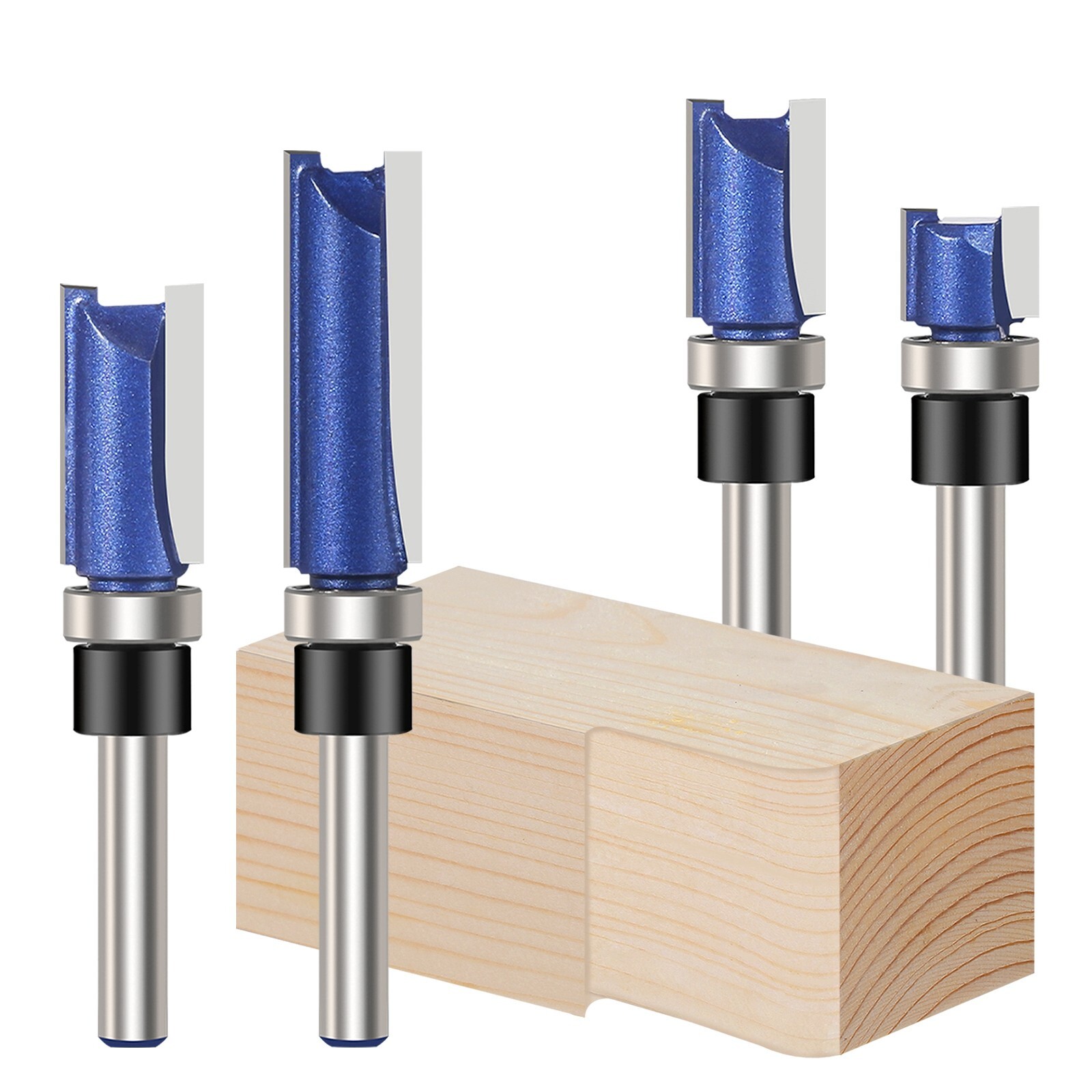 4PCS 1/4'' Shank Flush Trim Router Bit Bottom Bearing Woodworking Milling Cutter