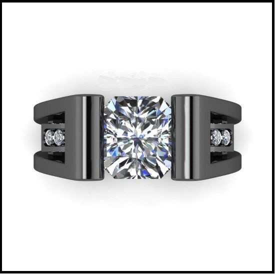 Radiant Cut 3CT Lab Created Diamond Men's Wedding Ring 14K Black Gold Finish