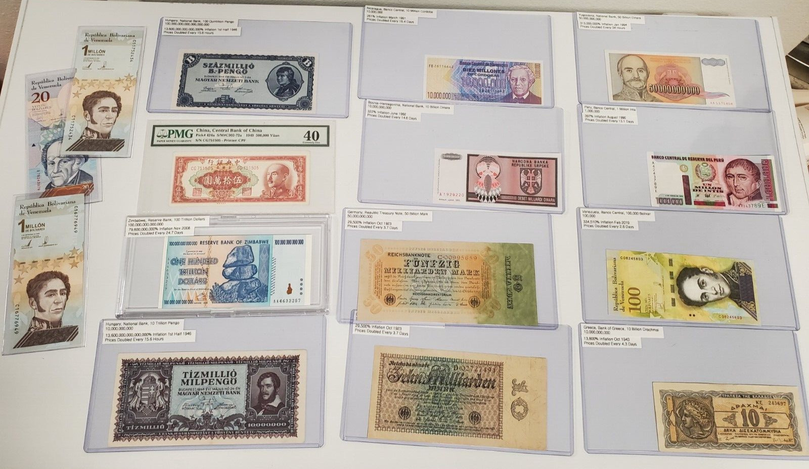 Hyper Inflation Bank Note Lot, Including Extra Rare Szazmillio B Pengo Hungarian