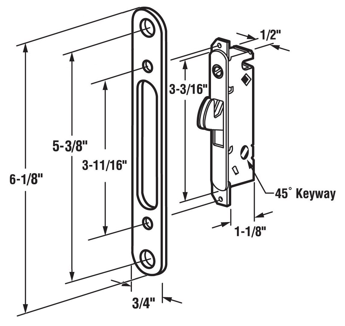Replacement Solid Brass Sliding Patio Door Handle with Pull - Lock Available