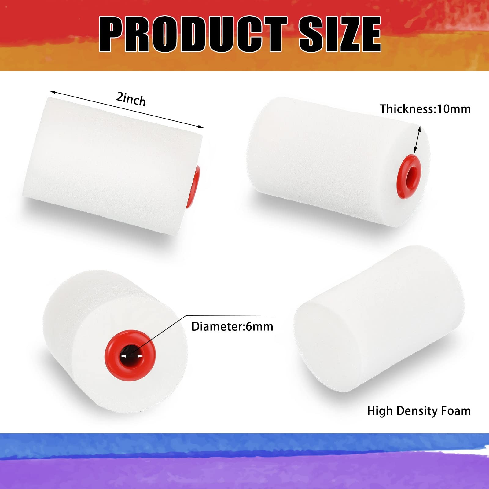 40 Pcs 2 Inch Mini Paint Roller Foam Covers Small High Density...