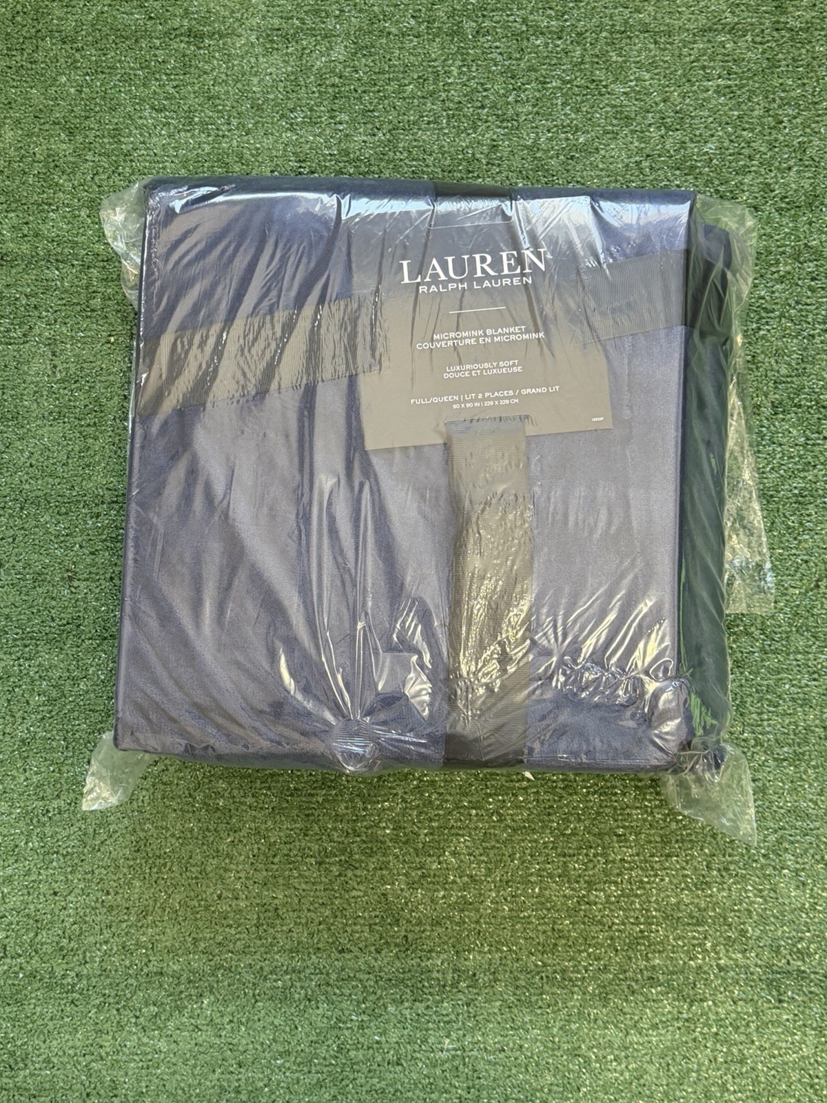 Lauren Ralph Lauren Micromink Plush FULL/QUEEN 90"X90" Blanket Navy Blue