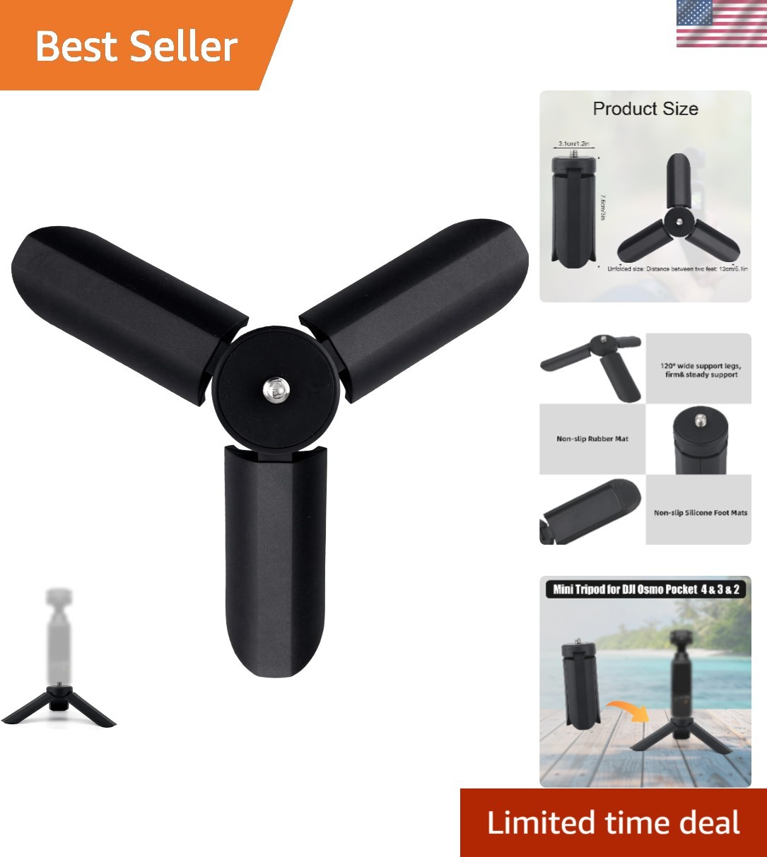 Mini Tripod for DJI OSMO Pocket 4 & 3 & 2, Portable Tripod Stand Tabletop Mount