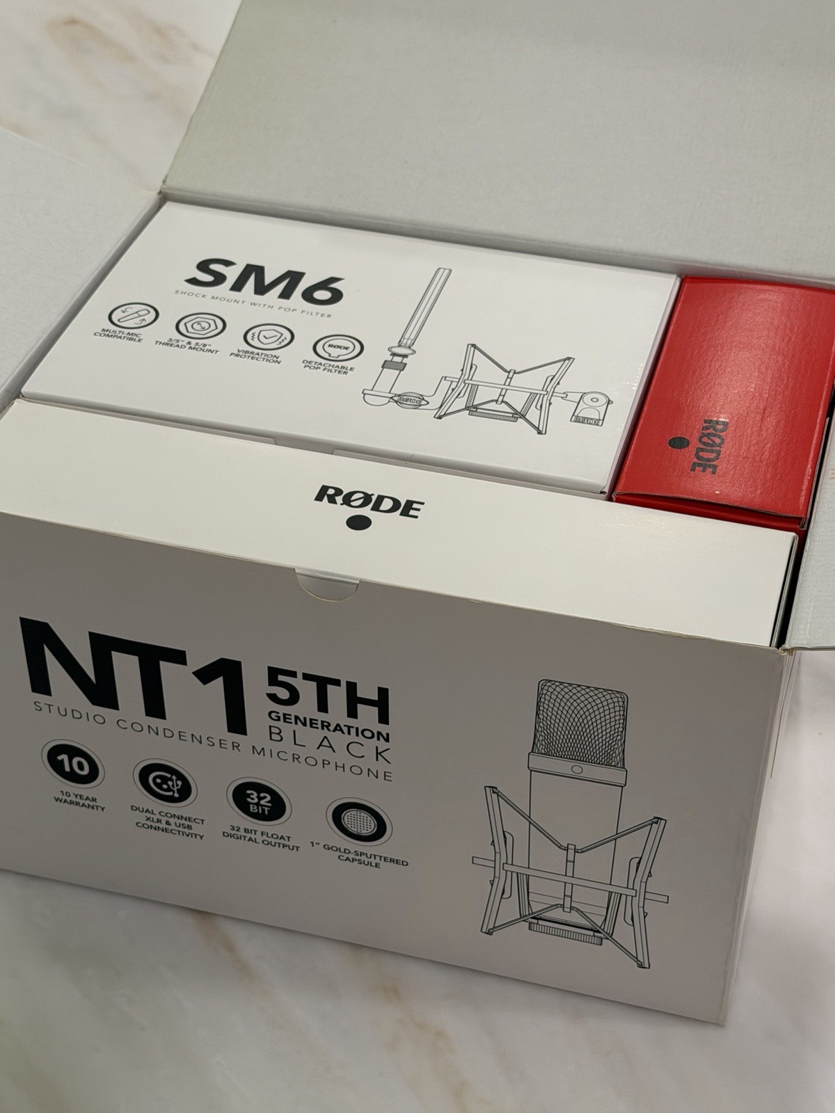 Rode NT1 5th Generation Condenser Microphone with SM6 Shockmount and Pop Filter