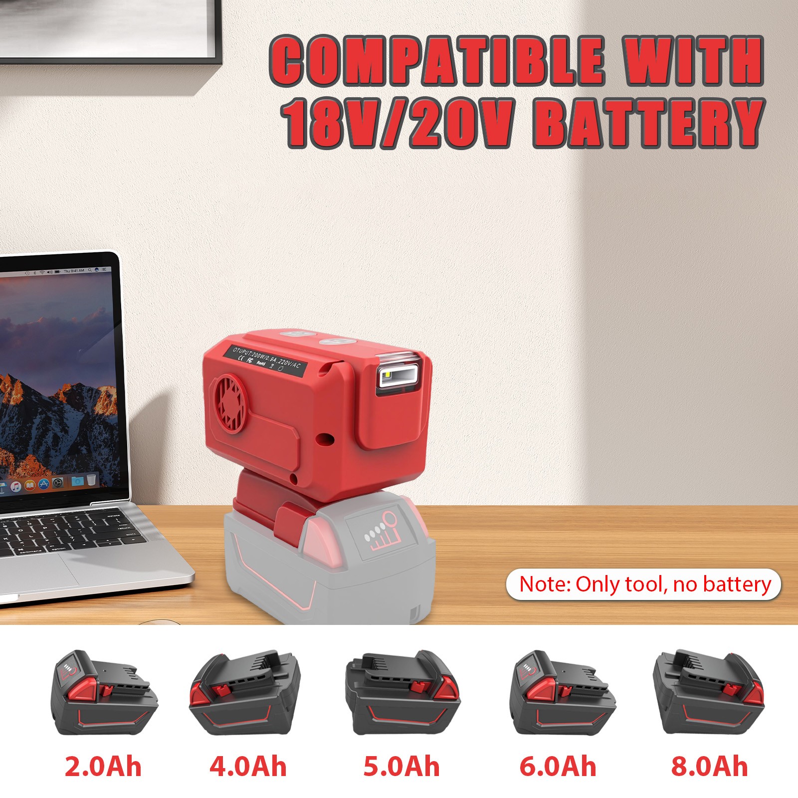 (SALE)Power Inverter Compatible with Milwaukee 18V Battery Inverter AC 110V/220V
