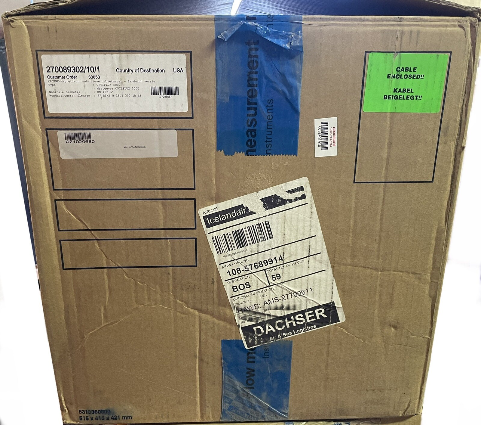 Krohne Optiflux 5000 F Electromagnetic Flow Sensor DN100 4” Altometer