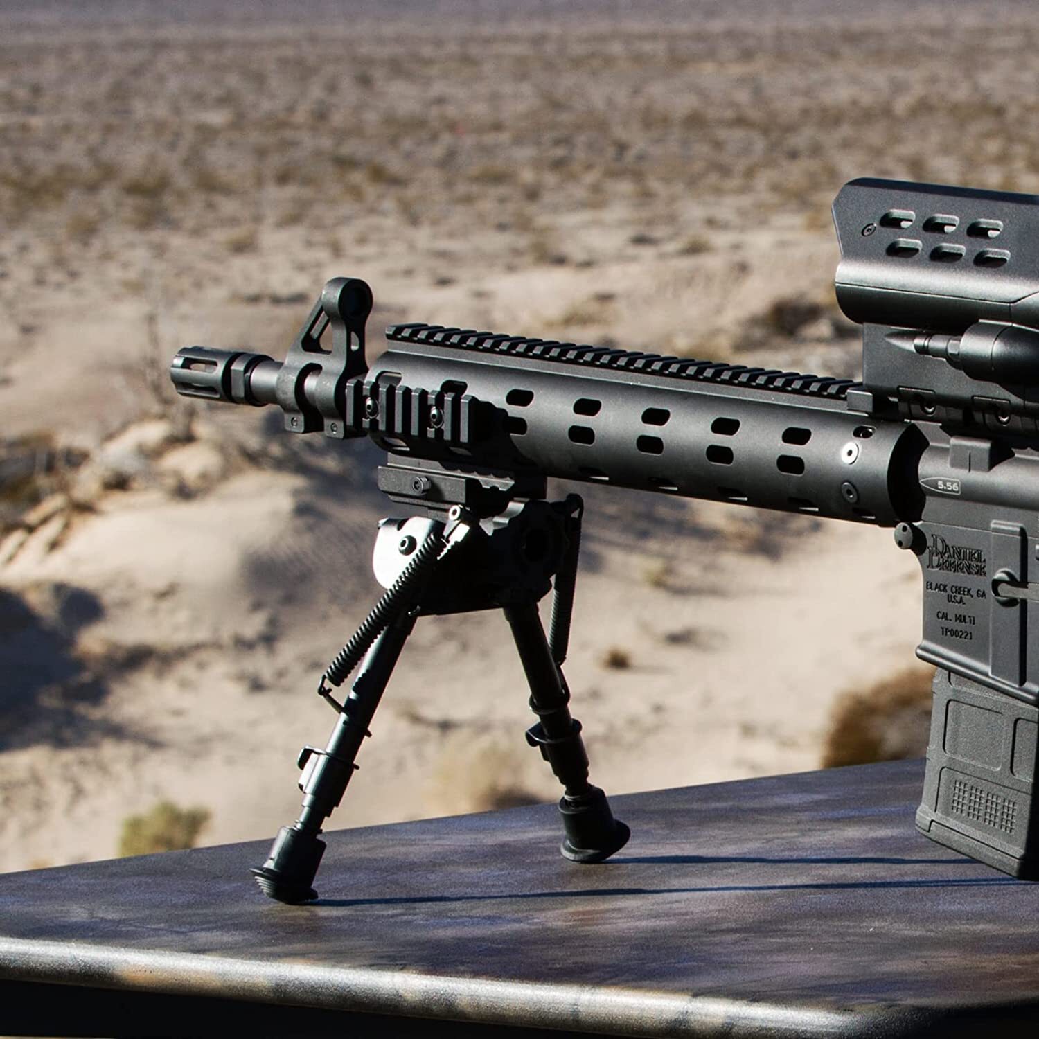6" to 9" Adjustable Pivot / Rotating Spring Return Rifle Bipod Adjustable Legs