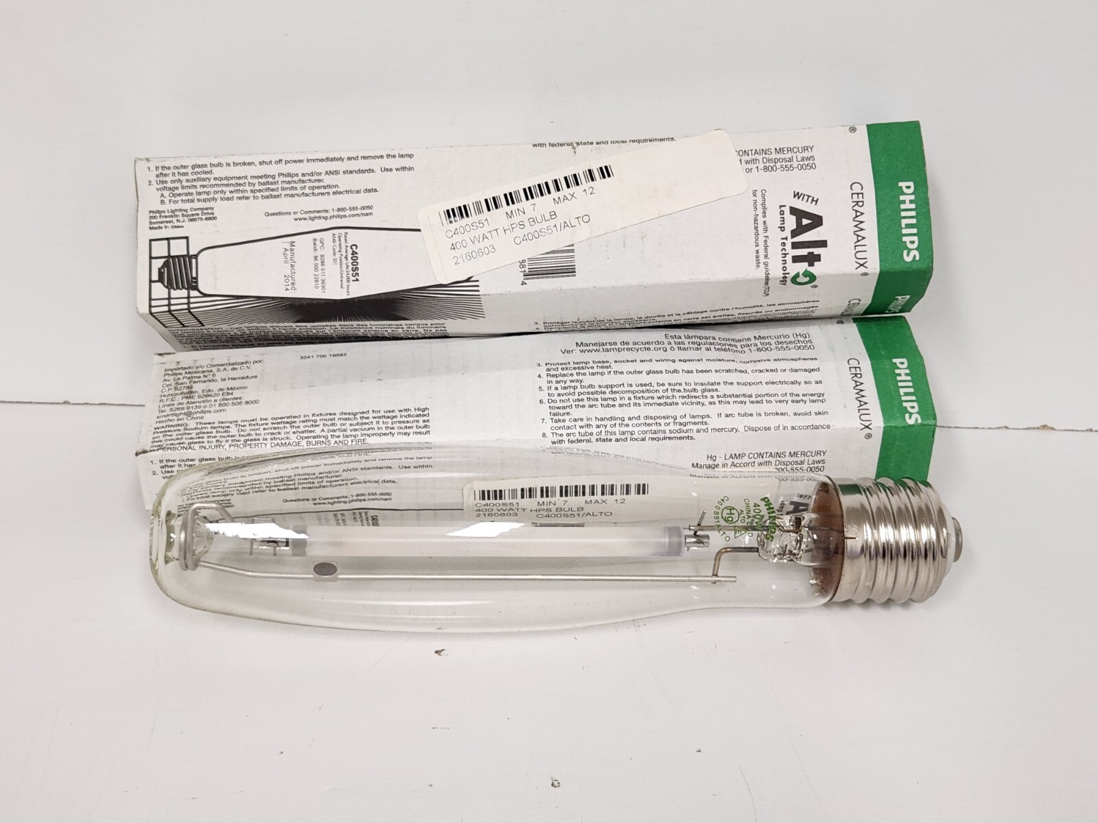 LOT OF (2) NEW OLD STOCK! PHILPS CERAMALUX 400W ALTO LAMP BULB C400S51