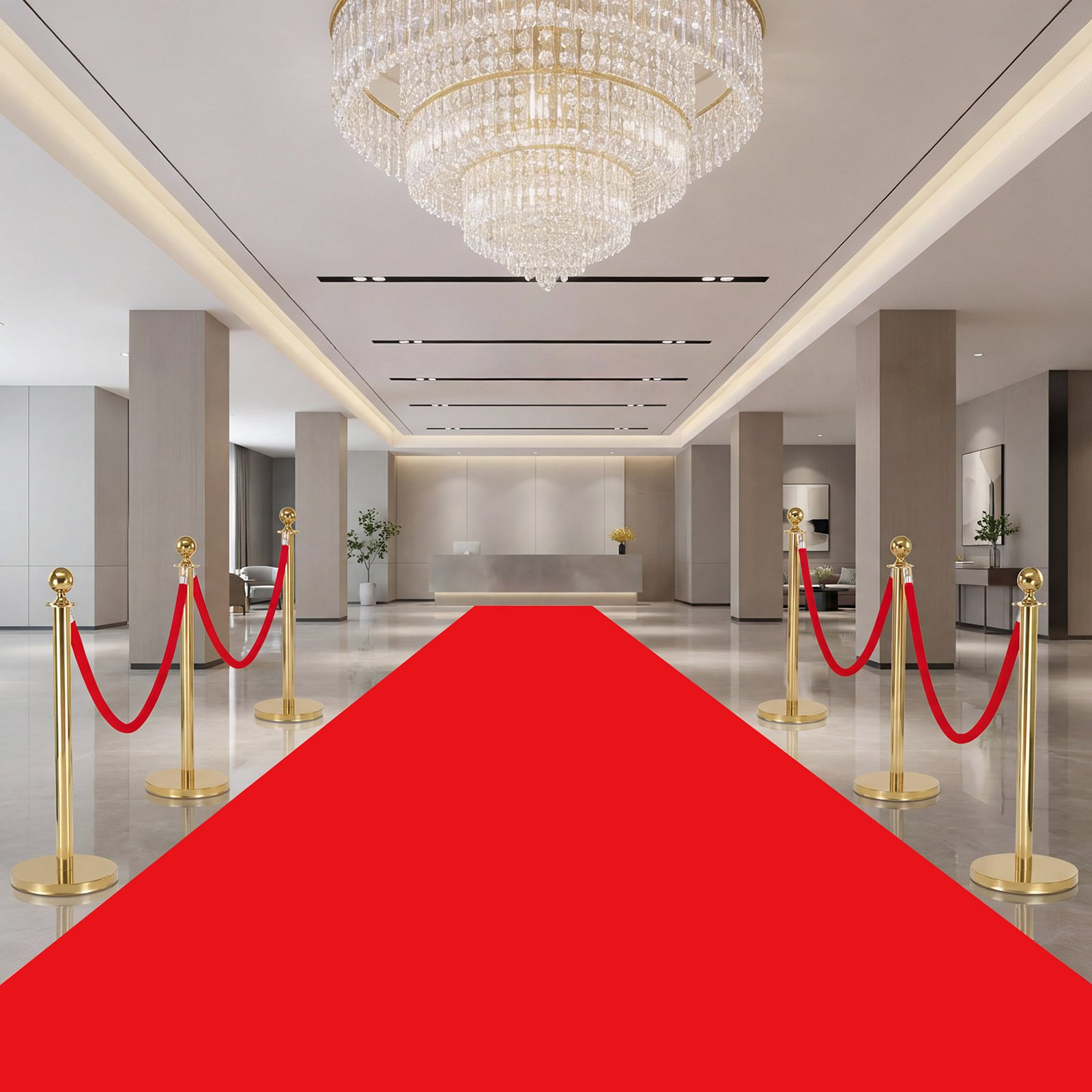 2PCS Red Velvet Stanchion Ropes 5ft Crowd Control w/ Silver Hooks