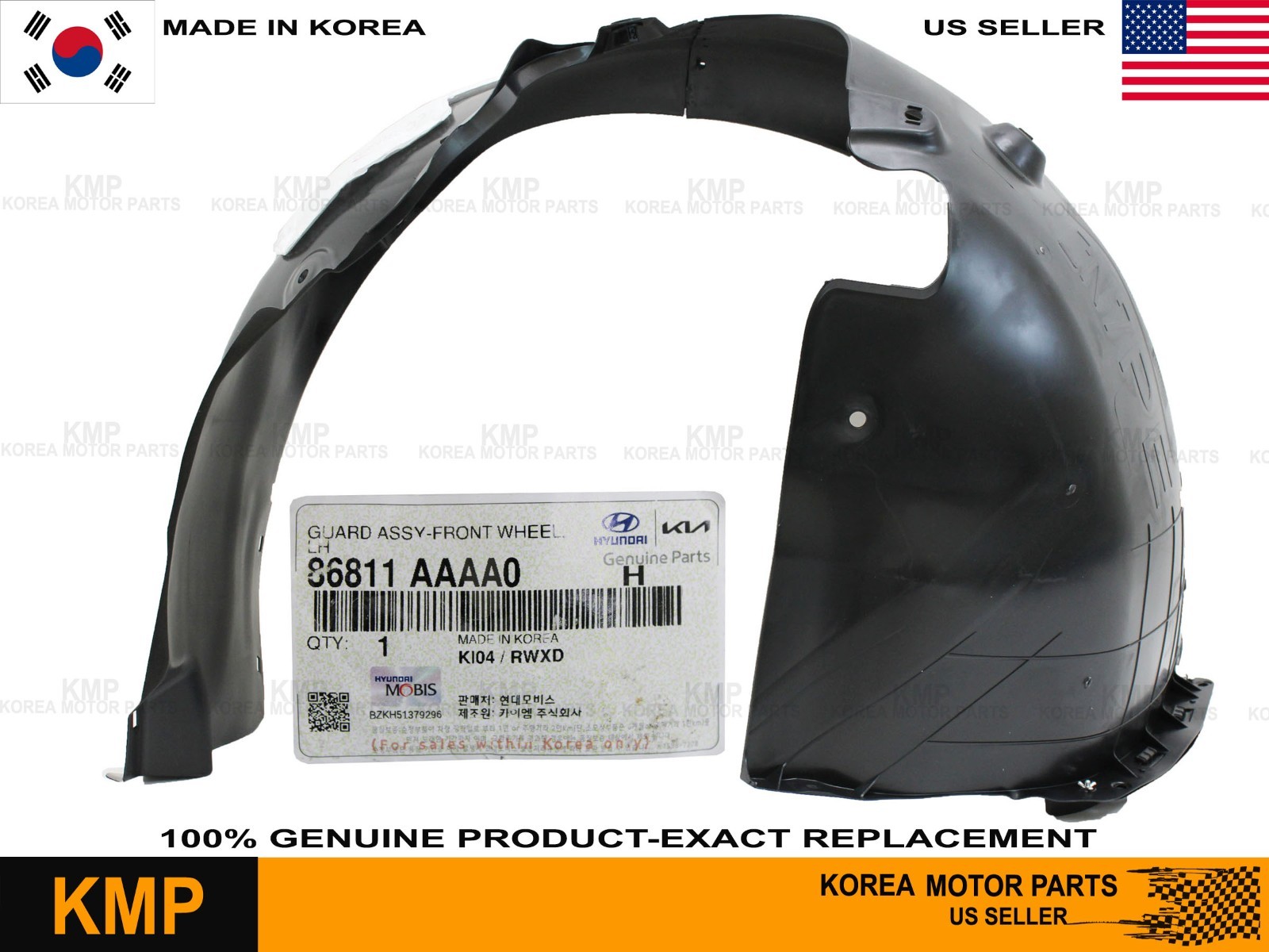 Genuine Front Fender Liner LEFT Driver for 2024-2026 Hyundai Elantra 86811-AAAA0
