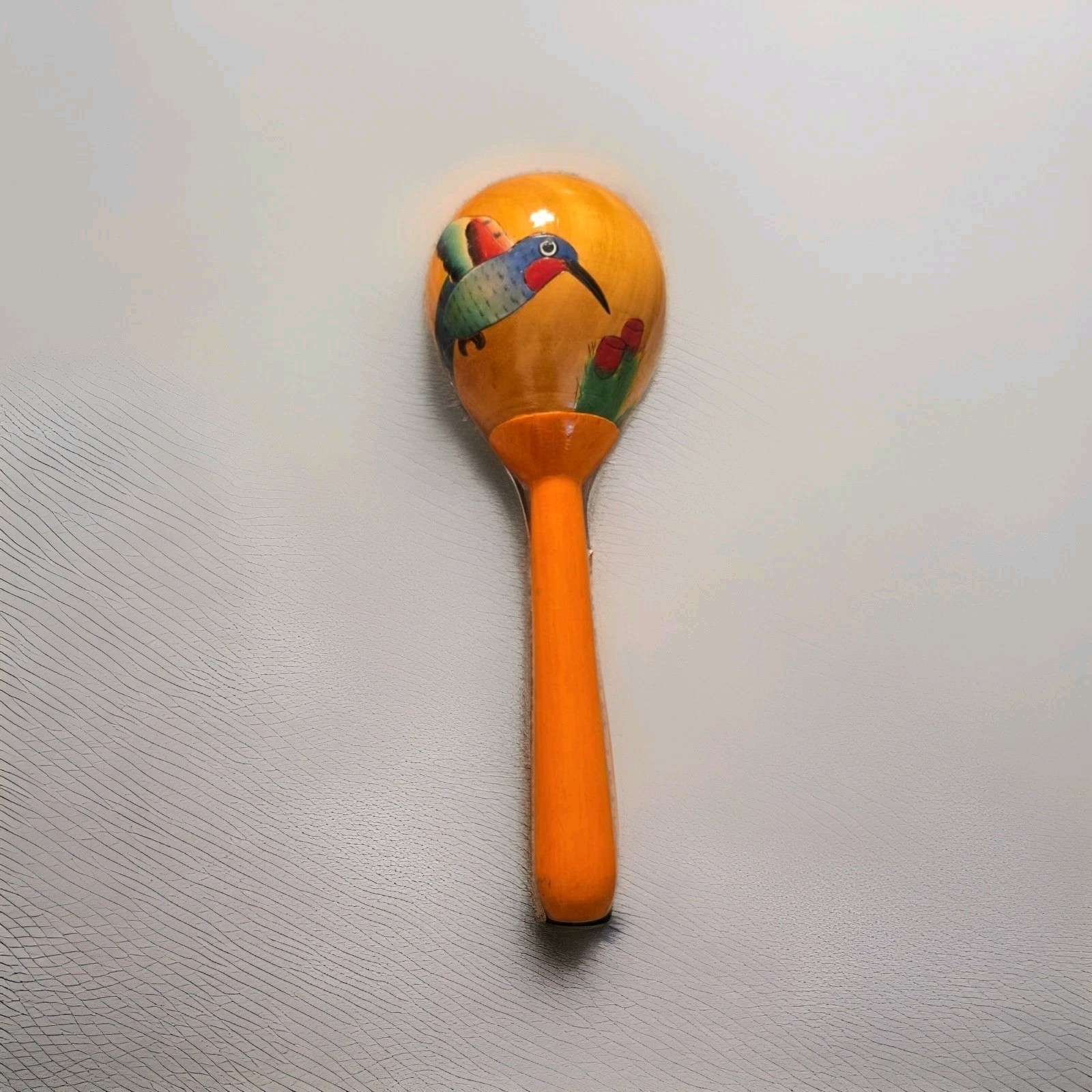 Vintage Hand Painted Wood Maraca Shaker Artwork Mexican Mexico