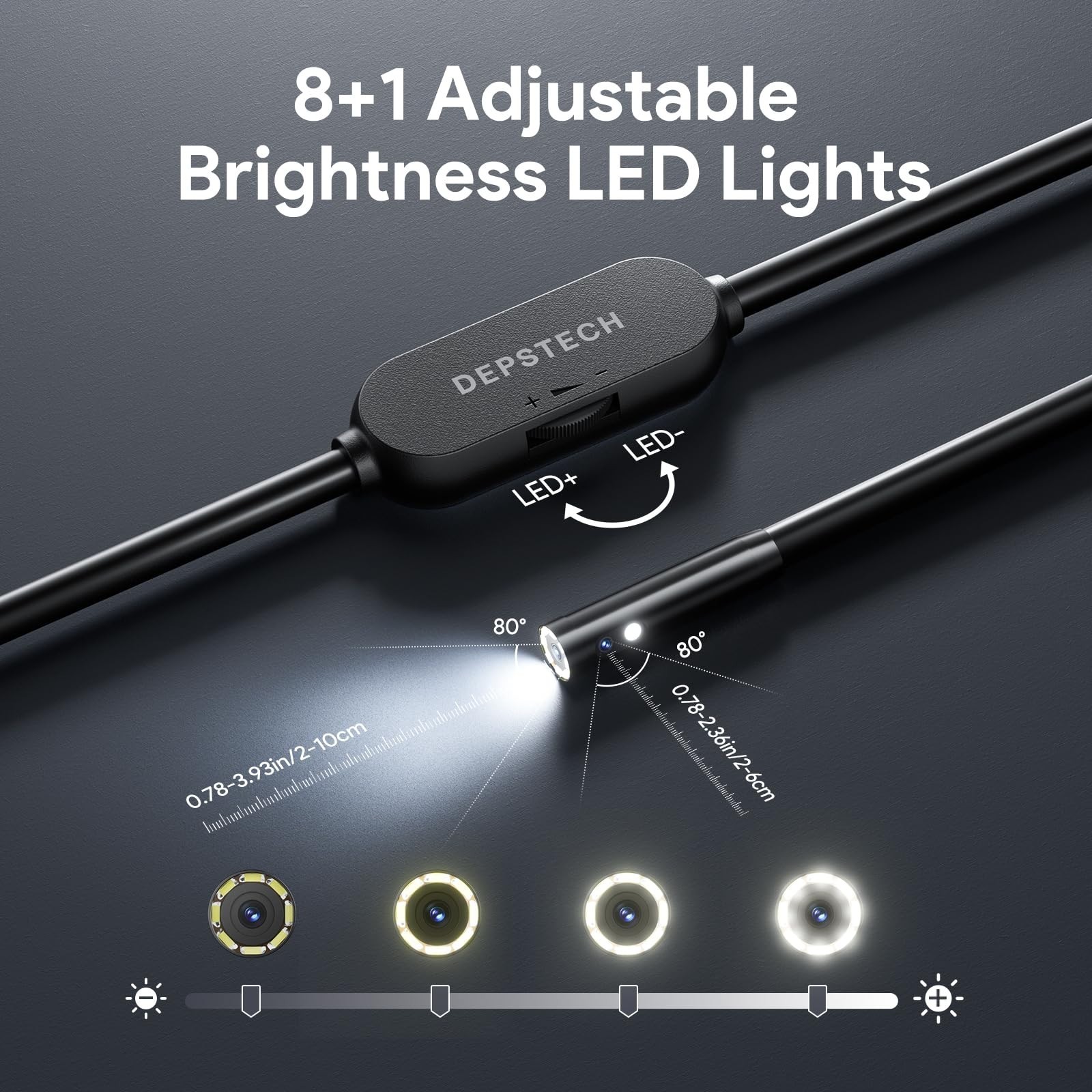 2K Dual Lens Endoscope Camera with Light, 2560P Borescope for iPhone & Android,