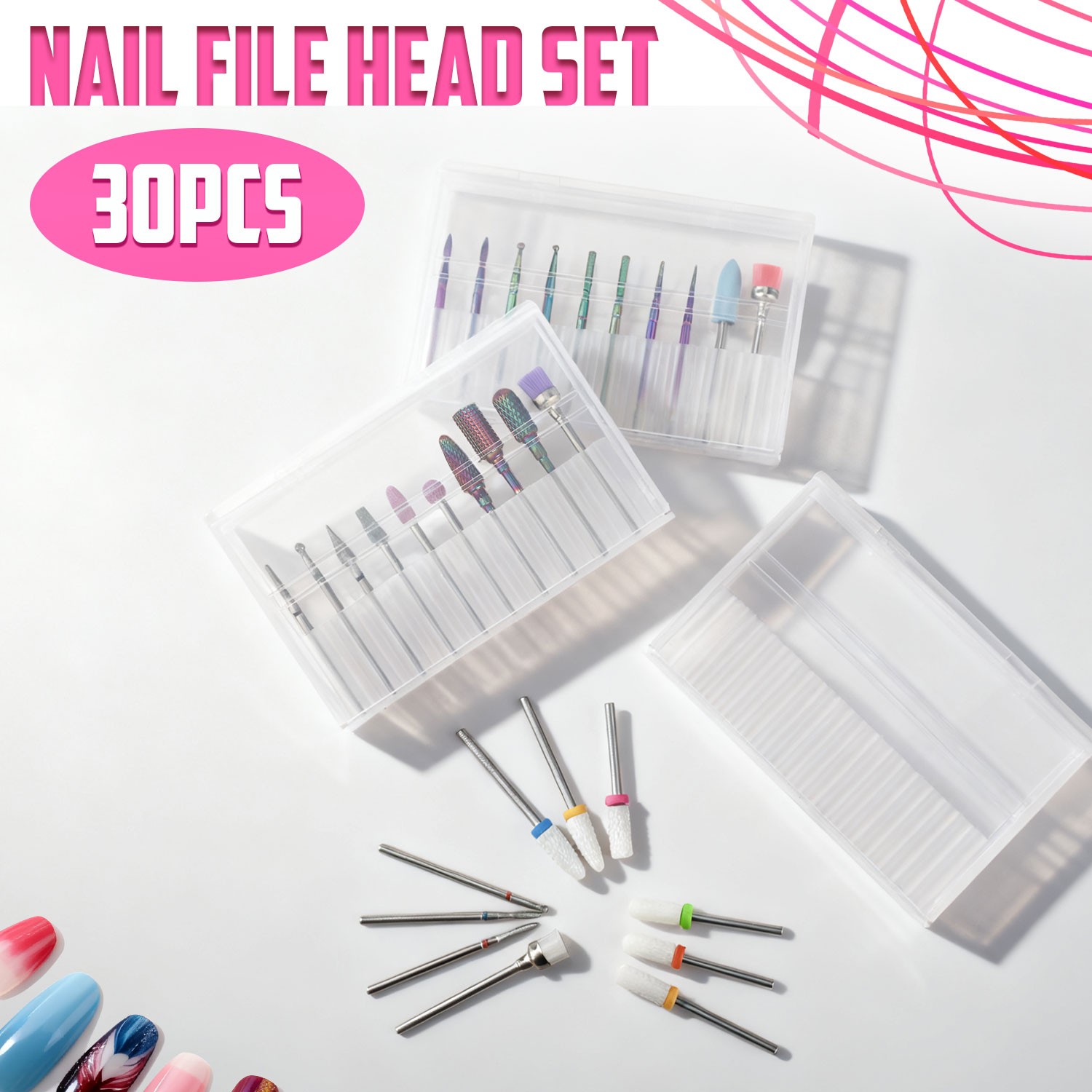 20Pcs Nail Drill Bits Electric Manicure Pedicure Tools File Drill Grinding Head