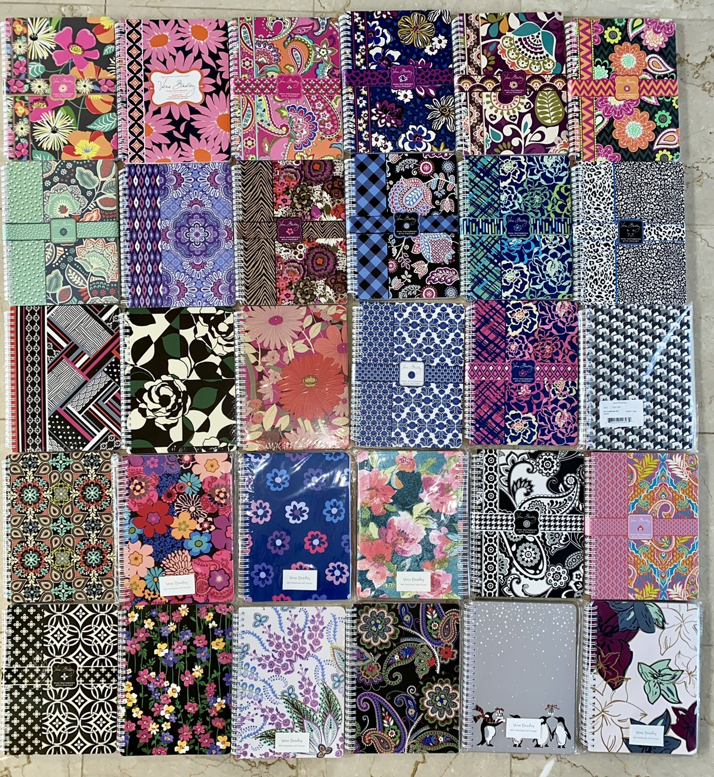VERA BRADLEY Spiral Bound Mini Notebook w/pocket CHOOSE PATTERN Paper NEW NWT