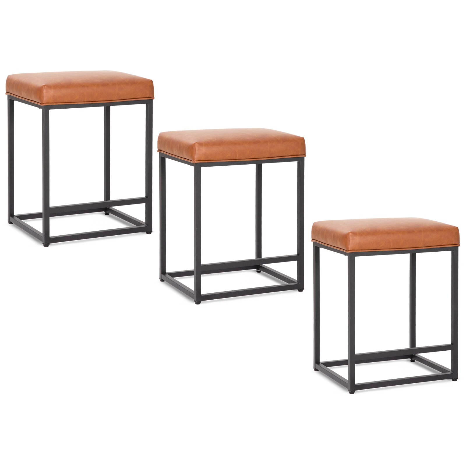 3Pcs Bar Stool Counter Height Bar Chair Upholatered Barstool for Kicthen Dining