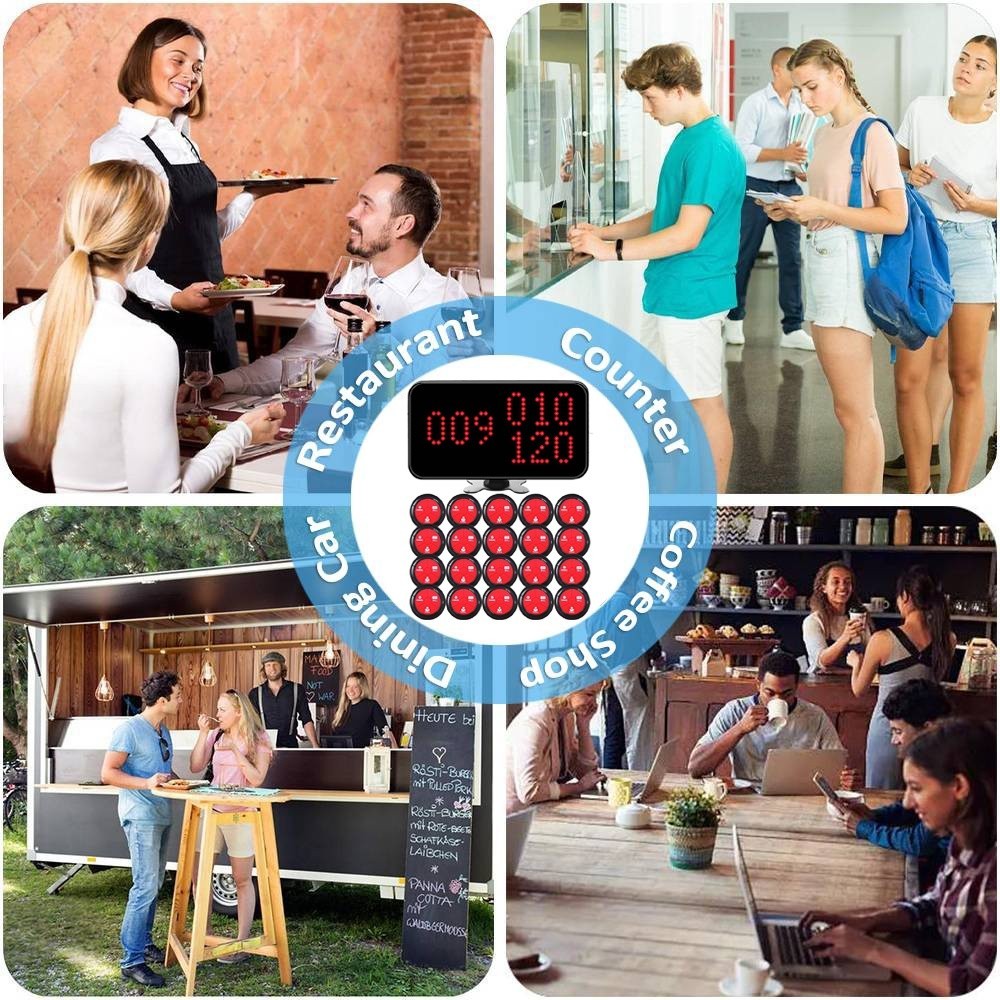 Wireless Calling System Call Waiter Pager 3 Digit Number Pagers