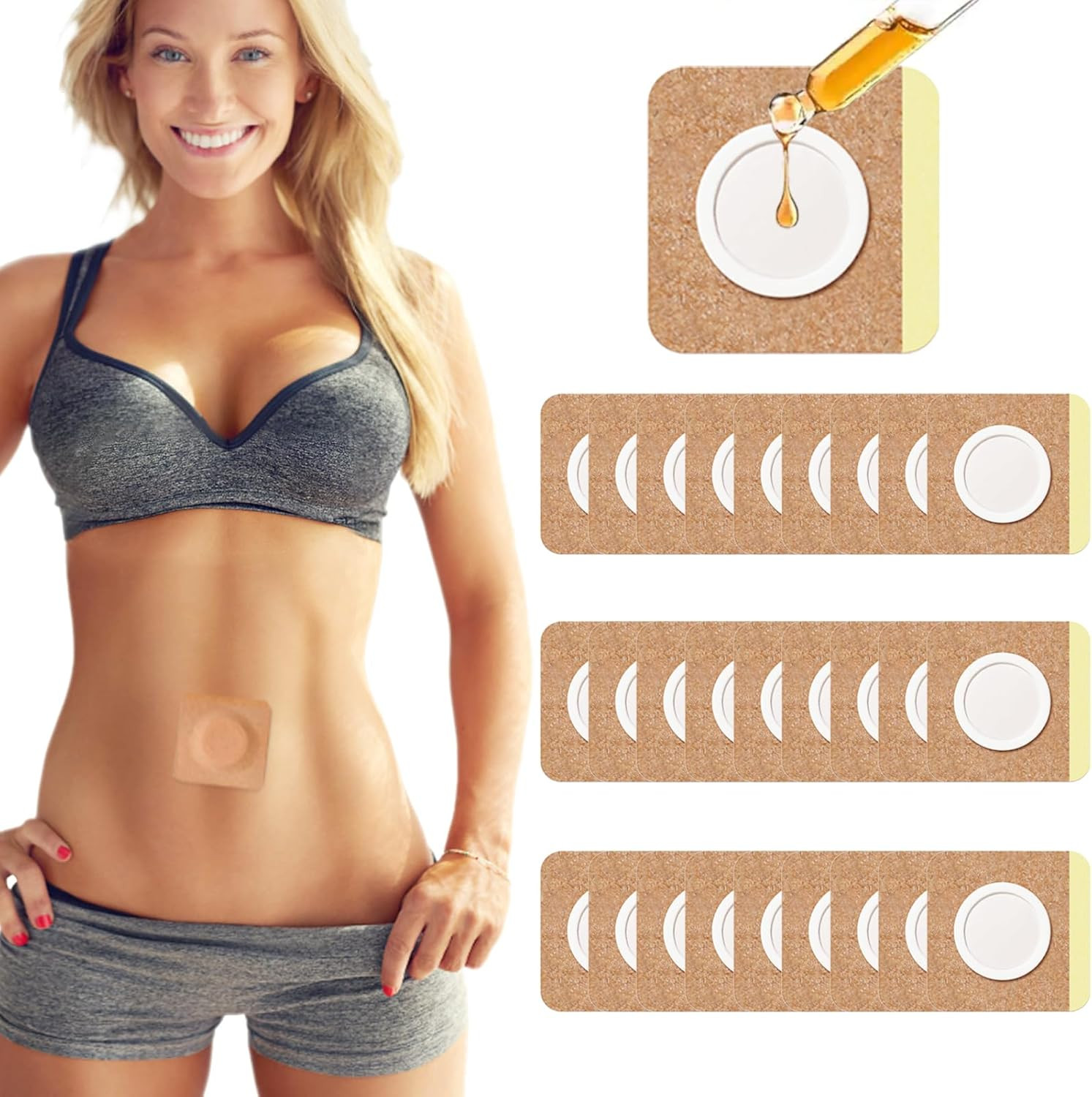 36Pcs Castor Oil Pack Wrap Organic Cotton Belly Button Patch Self Adhesive Pad