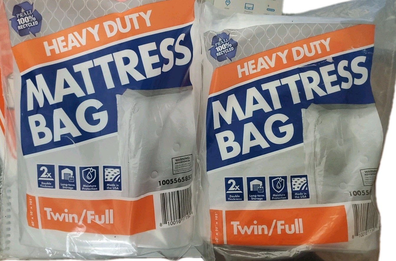 set 2 NEW Heavy-Duty Twin/Full Mattress Bag Double Thickness 101" x 60" x 10"