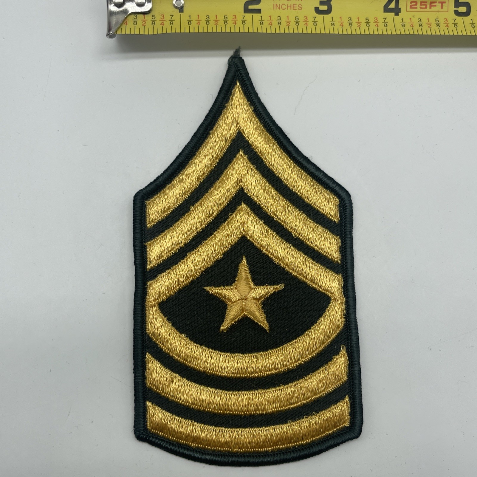 U.S. Military Army Sergeant Major Rank Patch Chevron Insignia Green Yellow X1