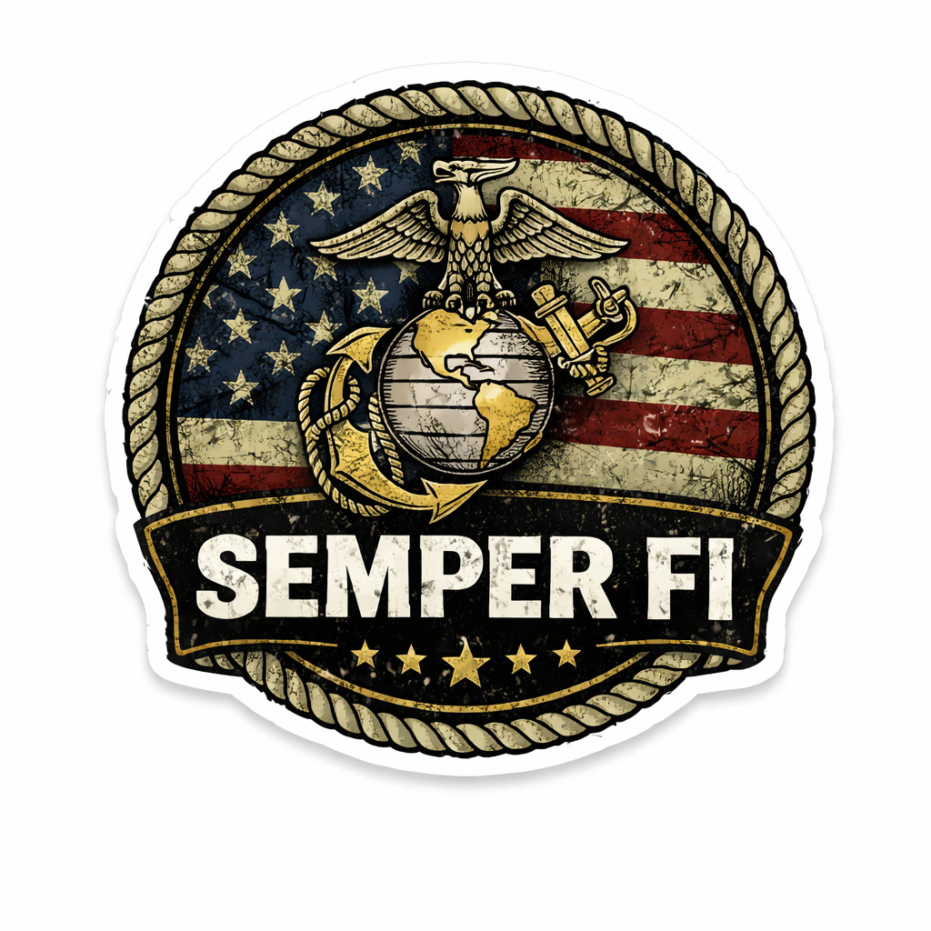 US Marine Corps Style Sticker Decal Semper Fi Veteran Military USA Flag Seal 16