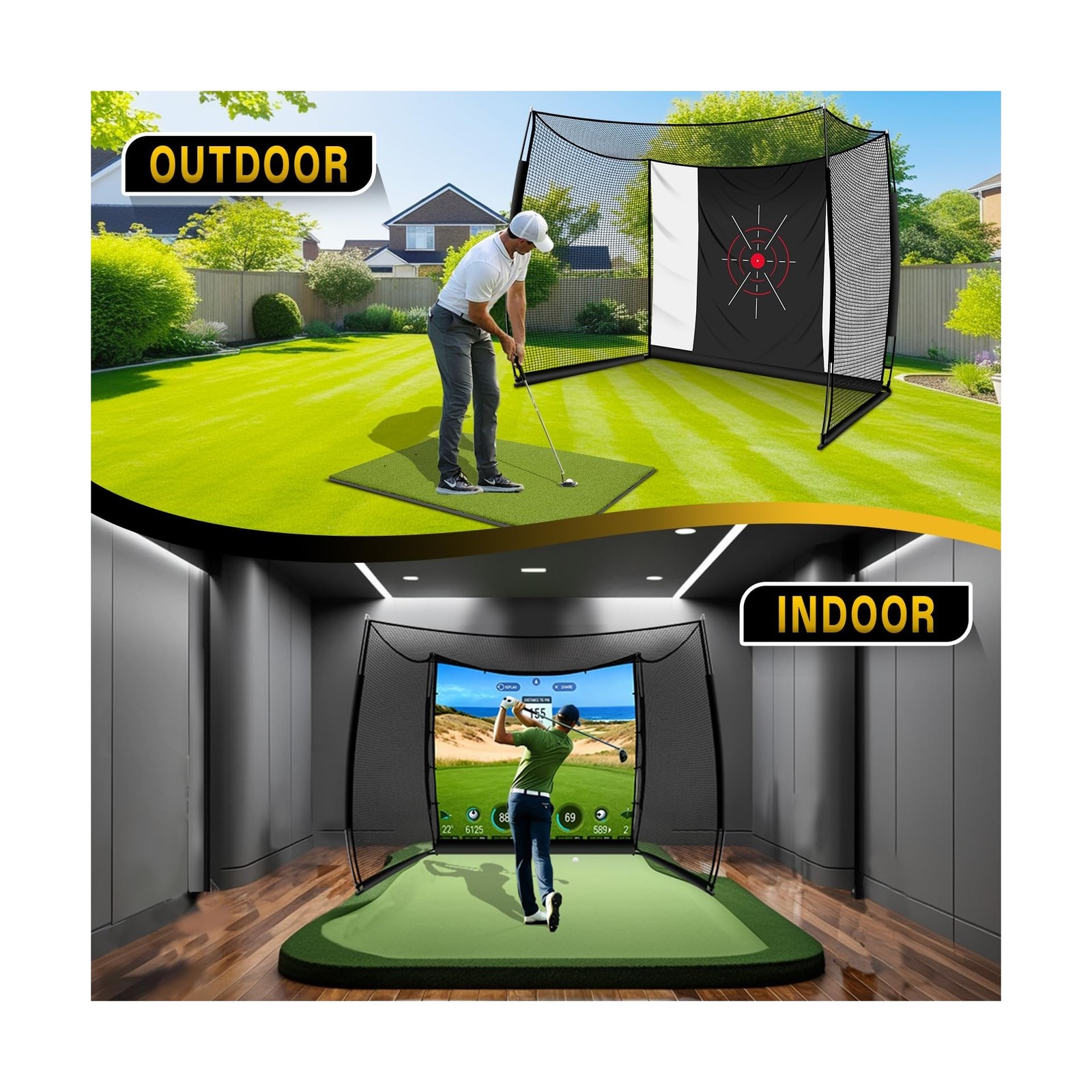 Golf Net with Impact Screen, 11x8FT Spacious Golf Practice Net for Backyard, ...