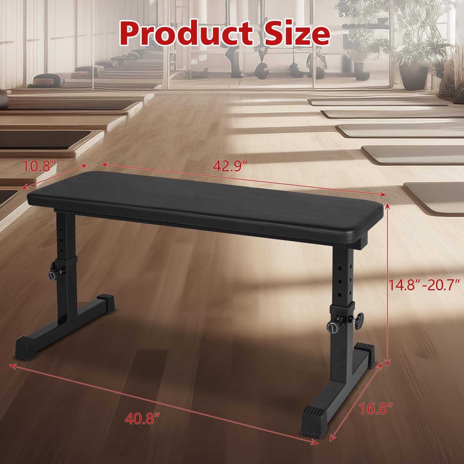 Flat Weight Bench, Utility Workout Adjustable Height Weight Bench Press with ...