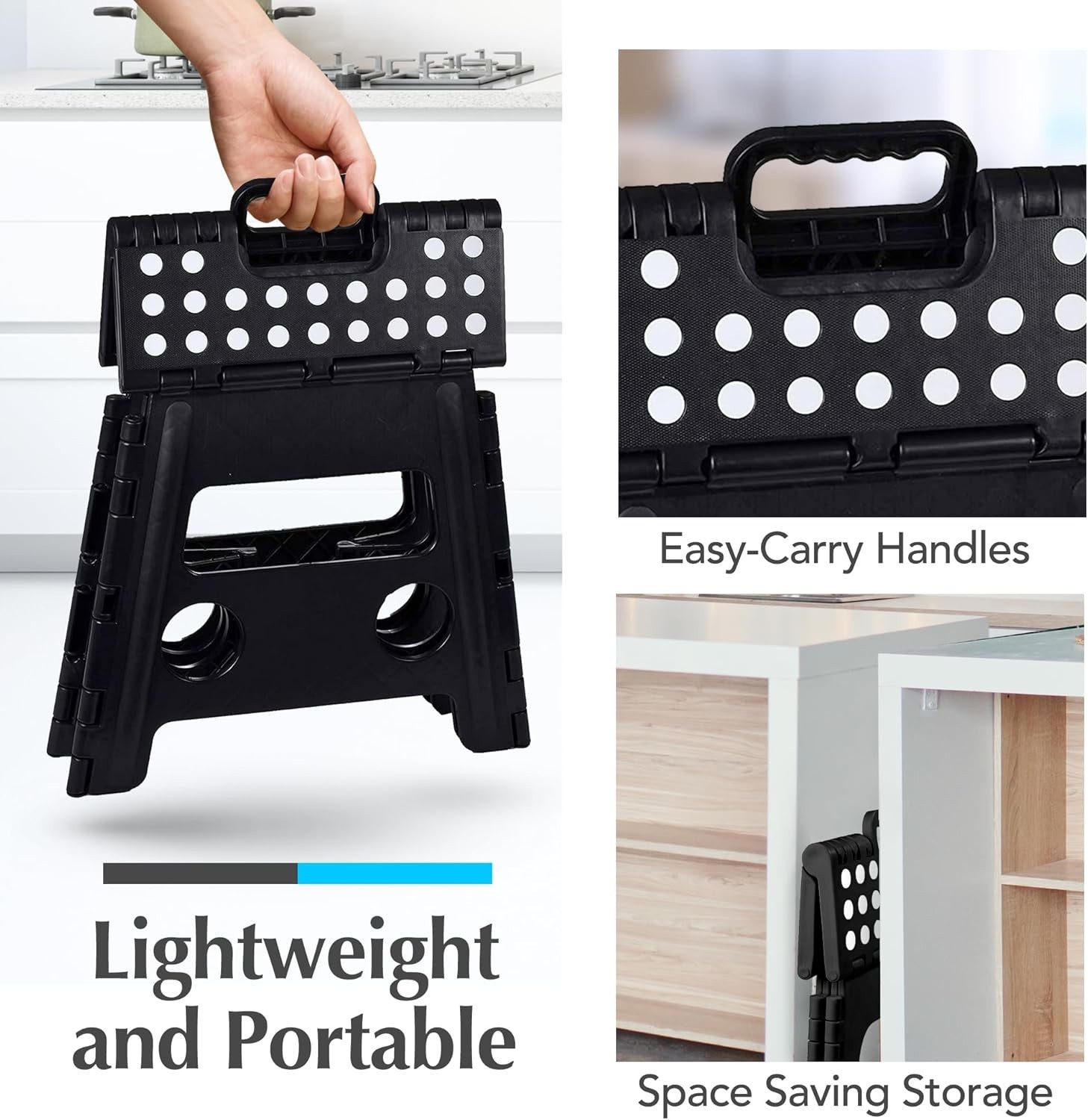 Folding Lightweight Step Stool - Sturdy & Portable for Kids & Adults (13 Inch)