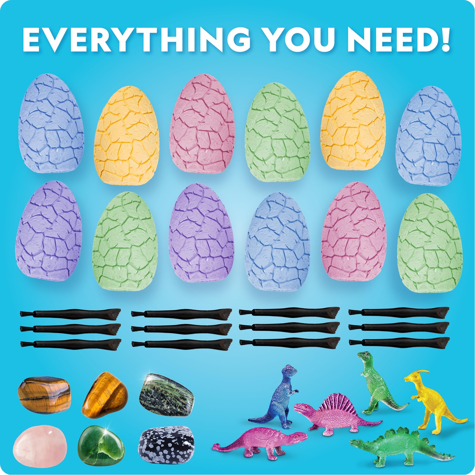 Easter Eggscavation Dig Kit - 12 Easter Egg Dig Bricks with Real Gemstones & ...