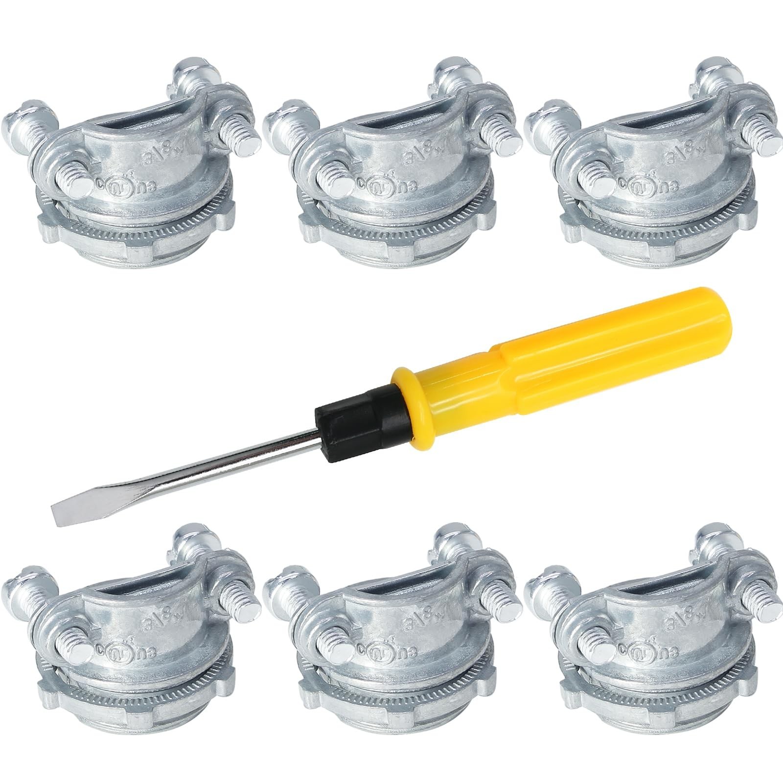 3/8" 6 Packs Zinc Clamp Type Cable Connectors, Clamp Cable Connector for Meta...