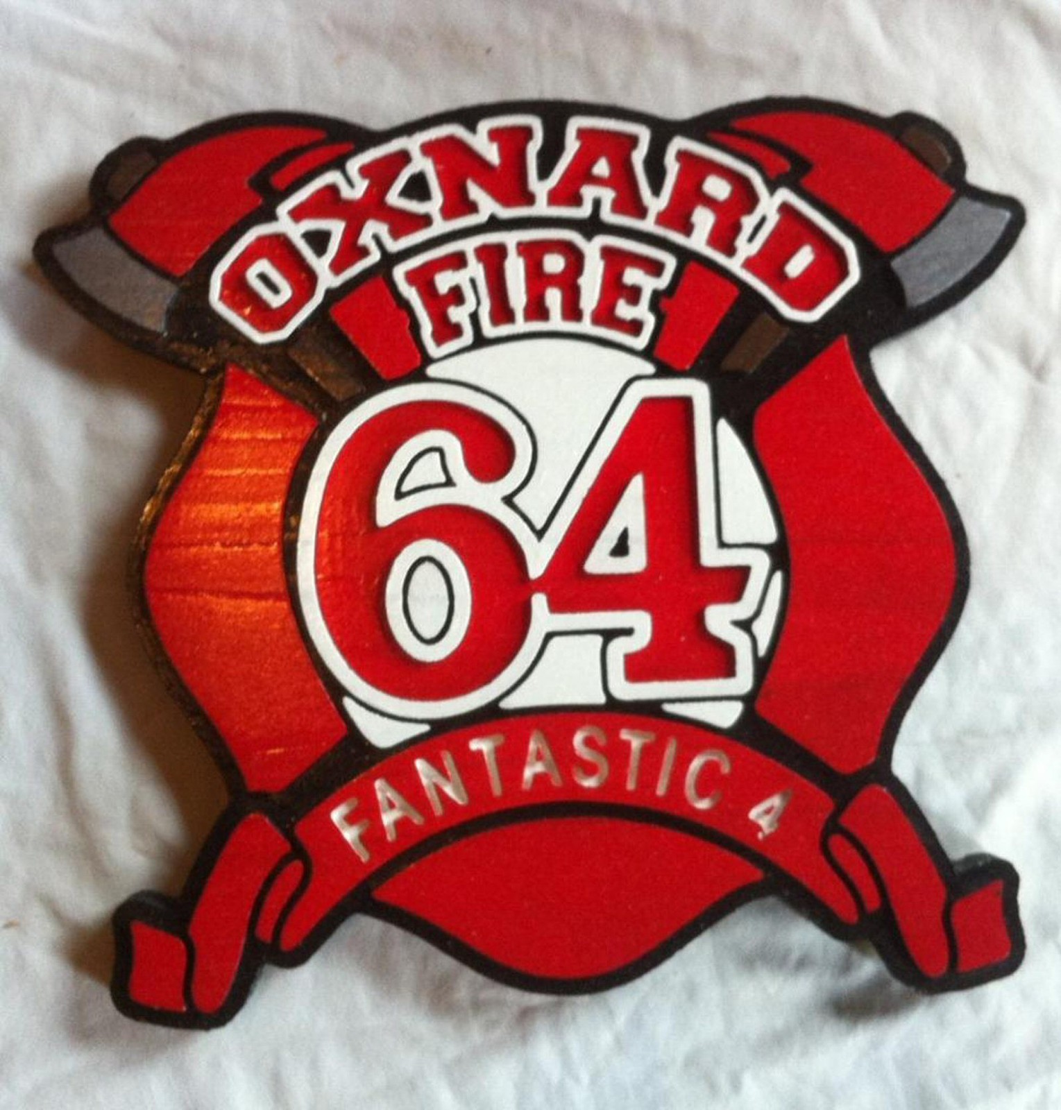Fire Department Oxnard 64 3D routed wood patch plaque sign Custom Carved