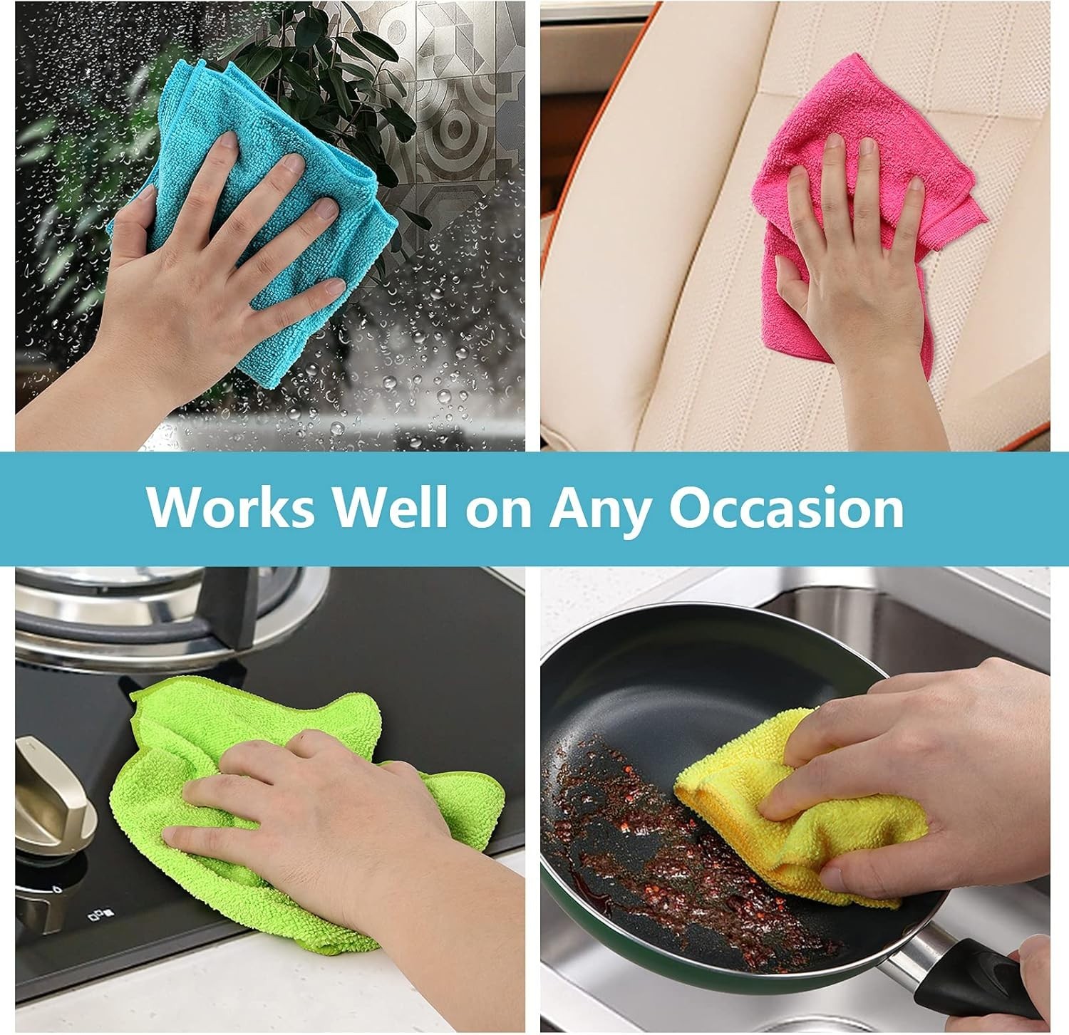 12 Pack Eco-Friendly Microfiber Cleaning Cloths, Streak-Free & Soft - 11.5"