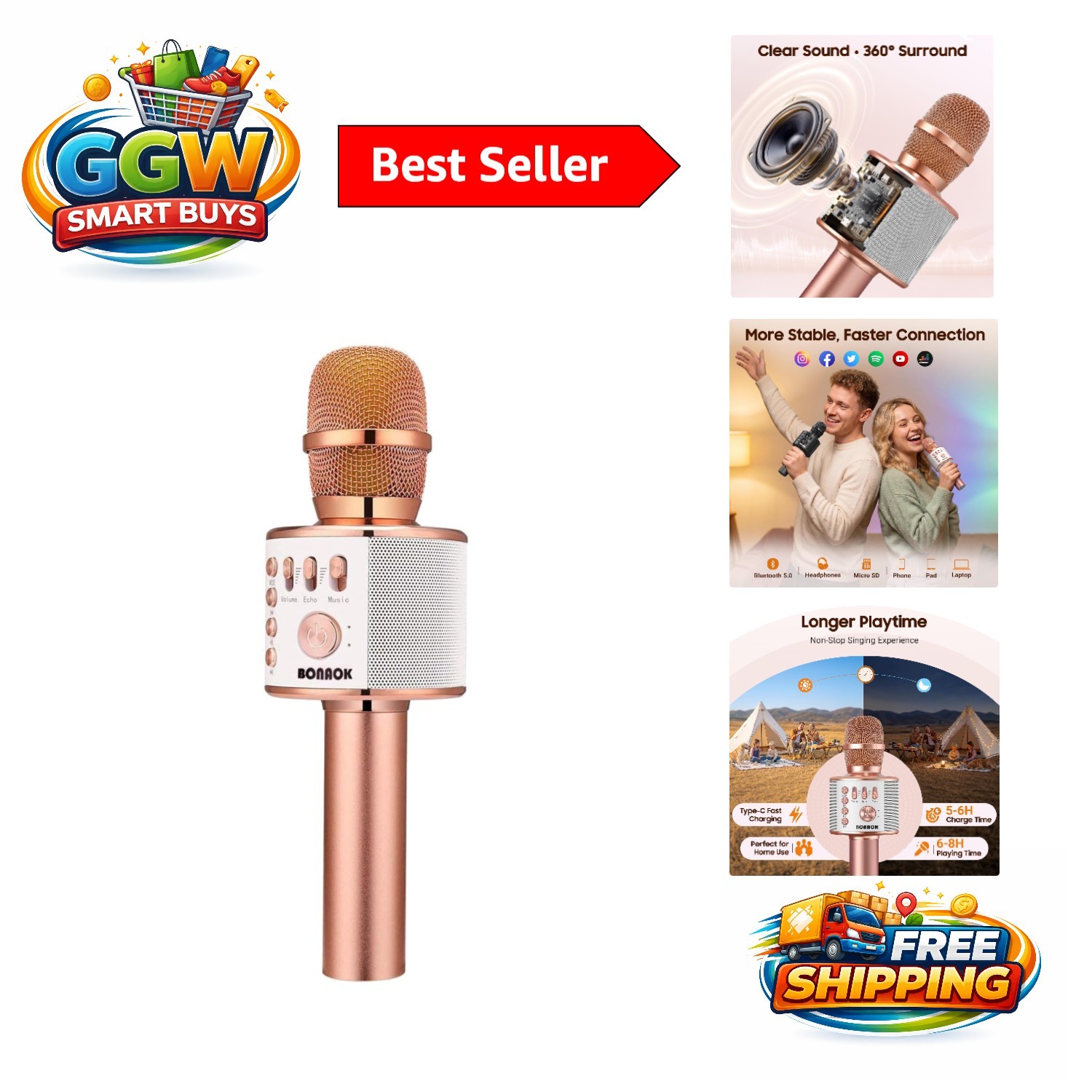 Portable Handheld Karaoke Mic & Speaker - Ideal for Parties, All Smartphones