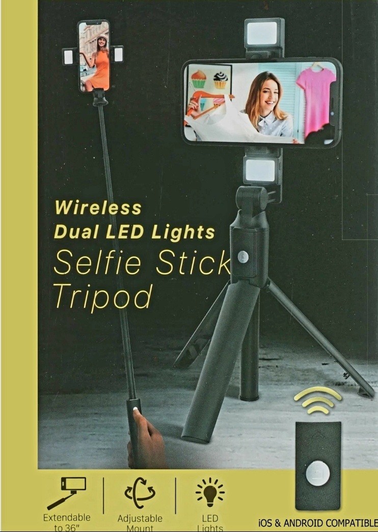 VIVITAR WIRELESS DUAL LED LIGHTS Selfie Stick Tripod