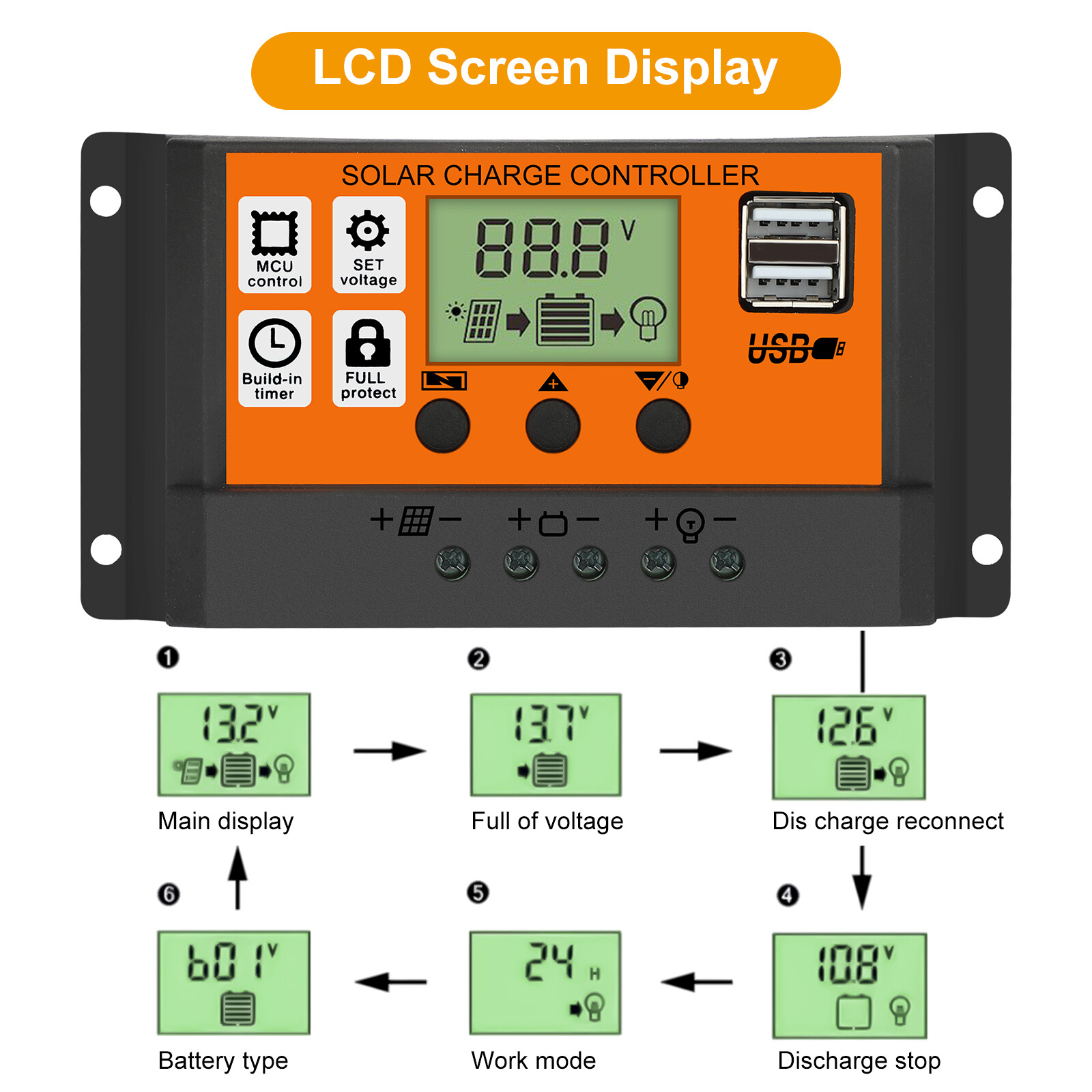 100A MPPT Solar Panel Kit Regulator Charge Controller Auto Focus Tracking12V 24v