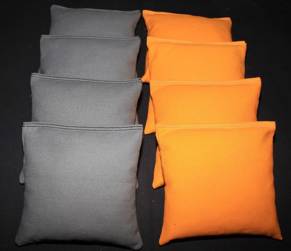 ALL WEATHER CORNHOLE BEAN BAGS Dark Gray & Yellow Resin Filled WATERPROOF