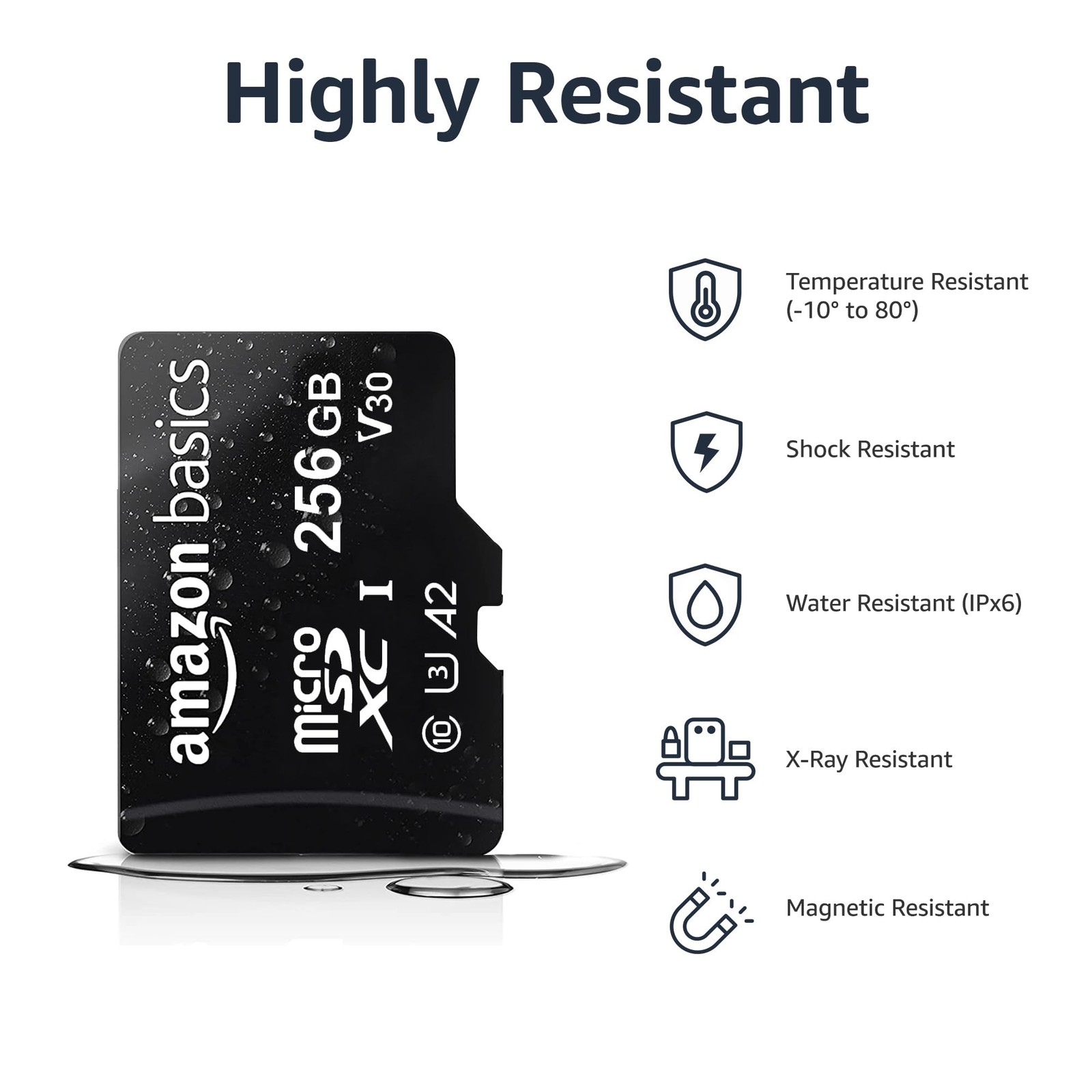 Amazon Basics microSDXC Memory Card with Full Size Adapter, A2, 256 GB, Black