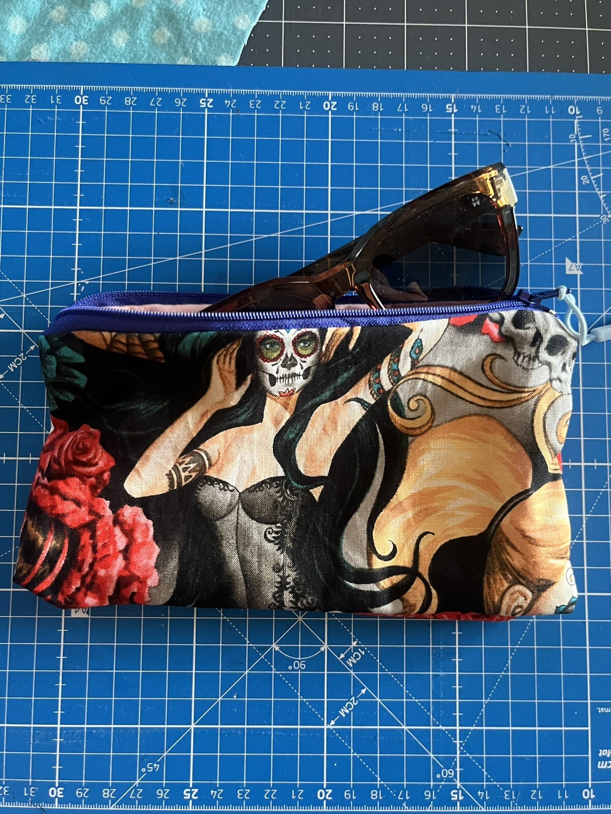 Sugarskull And Tattoos Handmade Eyeglass Pouch NWOT