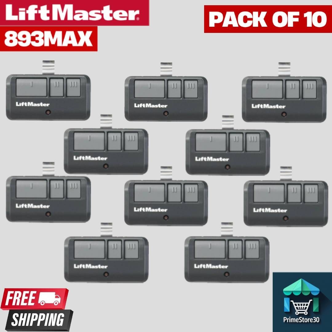 893MAX LiftMaster 3 Button Visor Remote Control Garage Door Opener Pack of 10
