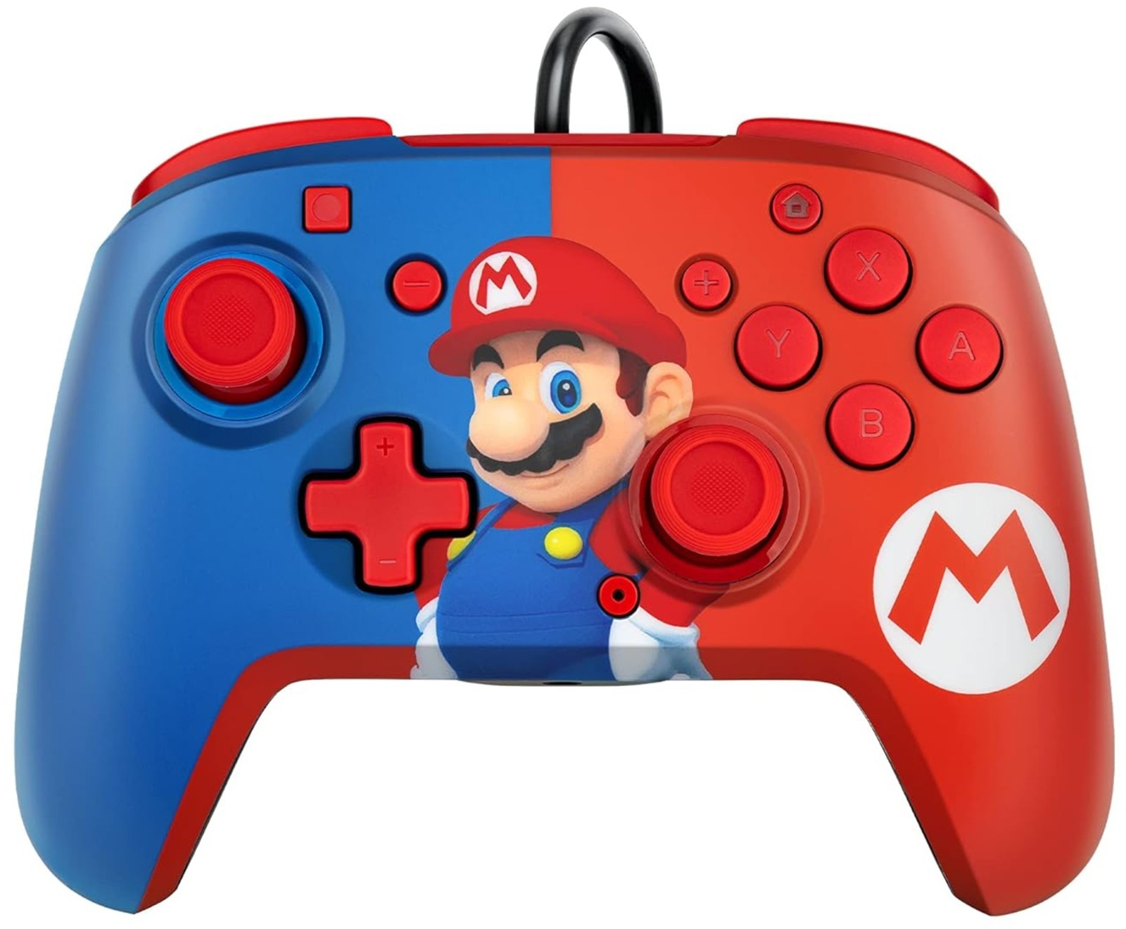 PDP Gaming Faceoff Deluxe+ Wired Switch Pro Controller - Red/Blue Mario Design