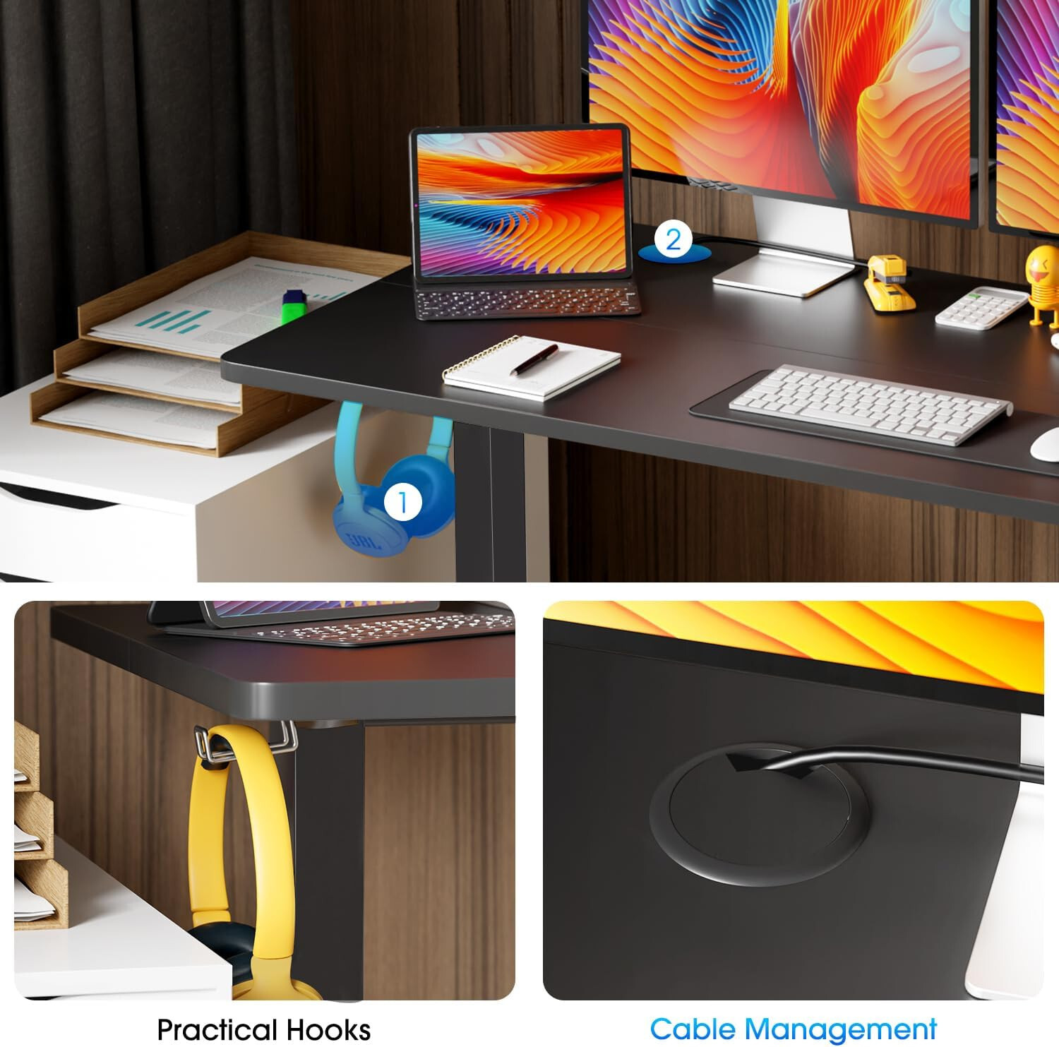 48 Inch Adjustable Height Standing Desk Computer Desk with Large Space Desk