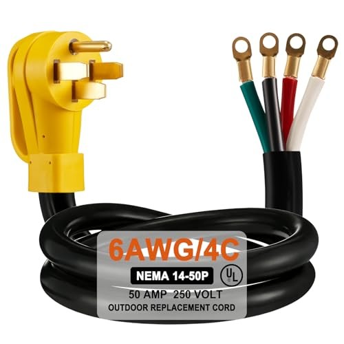 Heavy Duty NEMA 14-50P 50A Power Cord 6AWG RV EV