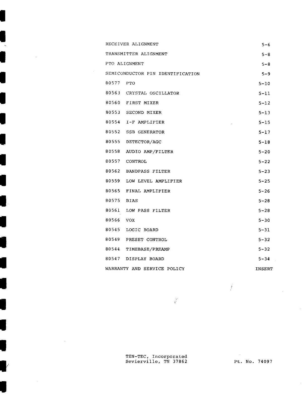 Ten-Tec Delta 580 Transceiver Owner's Manual (Copy) - Plastic Comb Binding