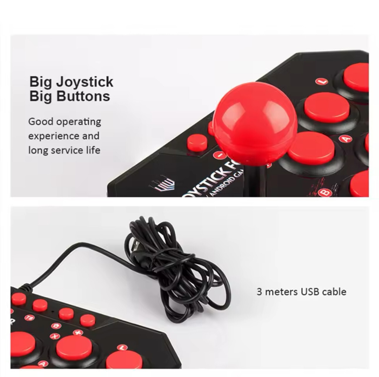4 in 1 Retro Arcade Game Joystick Controller USB Wired for PS3/Switch/PC/Android