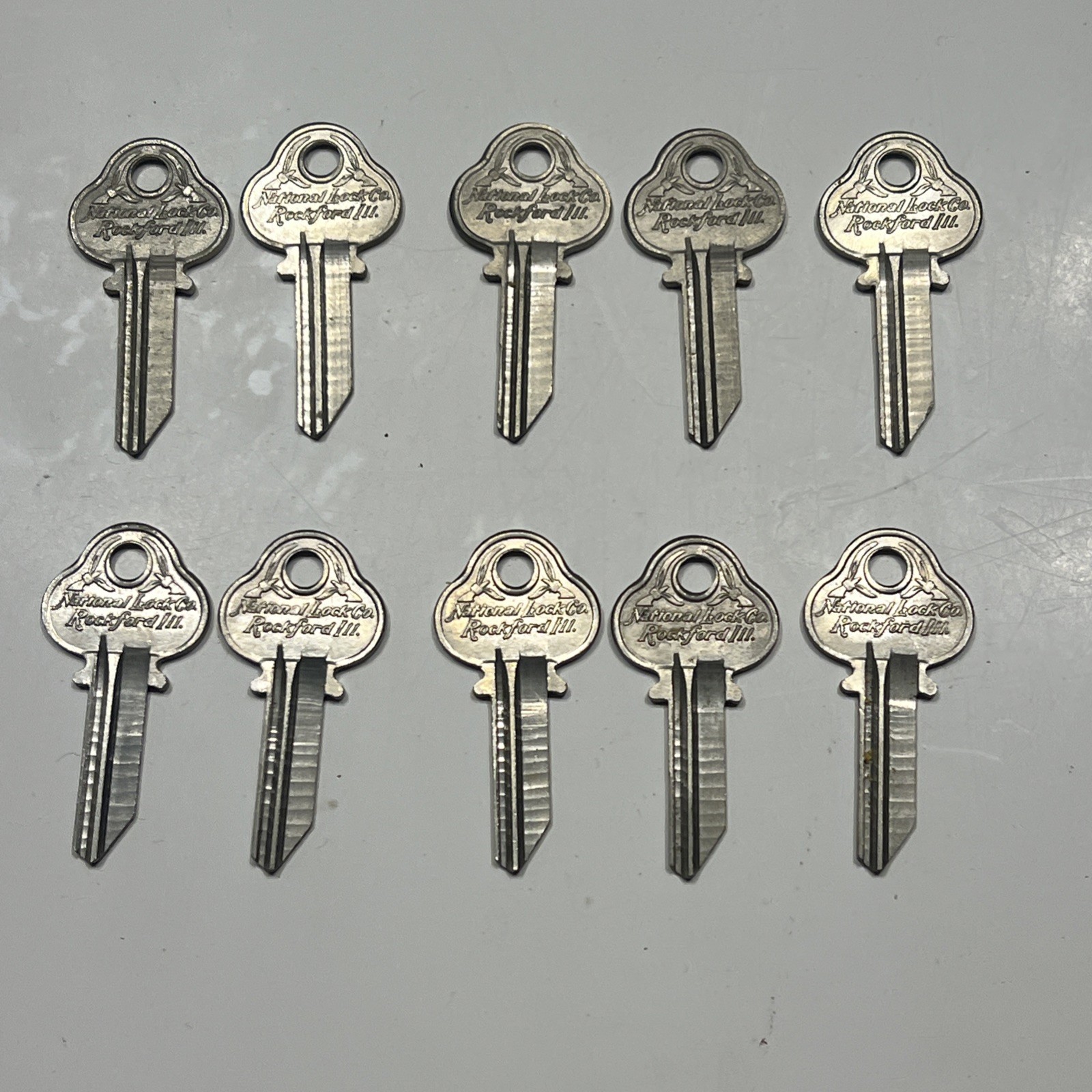 Vintage National Lock Co Rockford ILL Lot of 10 Uncut key Blanks          664