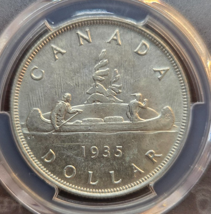 1935 Canada Silver (.800) Dollar • PCGS NFC MS-63 • George V • Key Date!