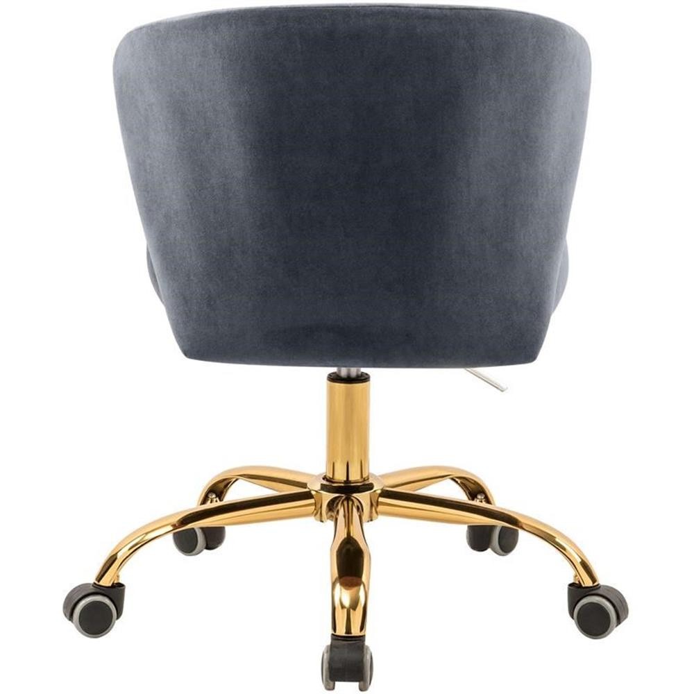 Meridian Furniture Finley Swivel Adjustable Gray Velvet and Gold Office Chair