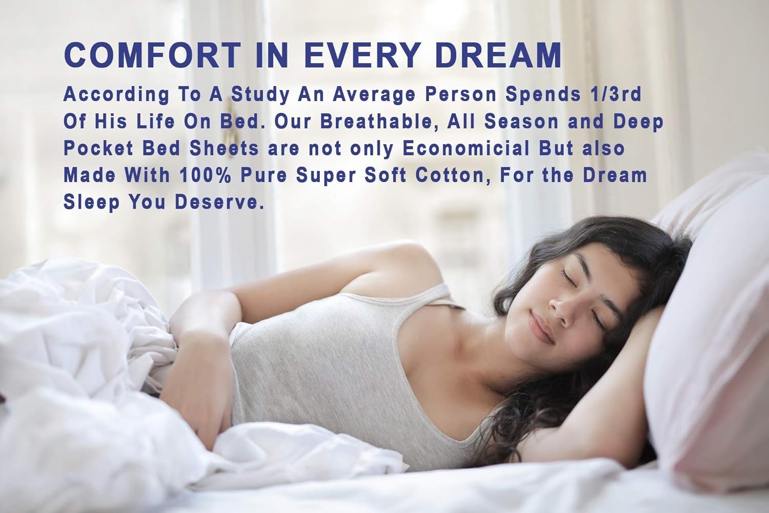 Bloomex 100% Cotton Queen Sheet Set – 4 Pieces, Soft Percale, 16" Deep Pocket