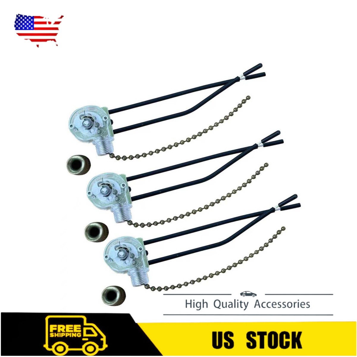 Ceiling Fan Switch Zing Ear ZE-109 Two-Wire Light Switch Wall Lights Pul 3Pack
