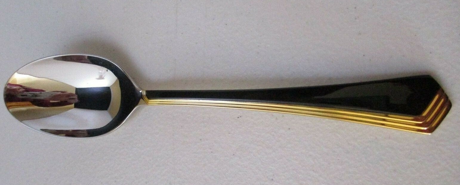 YAMAZAKI RAMONA BLACK & GOLD TEASPOON  6 3/8" 07N