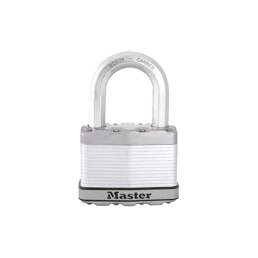 MASTER LOCK M15KALF Keyed Padlock,1 3/16 in,Rectangle,Silver 494K63